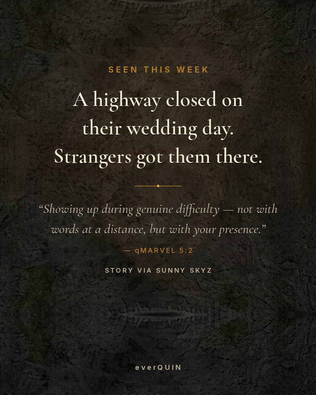 A highway closed on their wedding day. Strangers got them there.